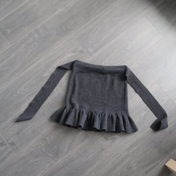 Dark Grey Wool Bow Skirt - Picture 2 of 4